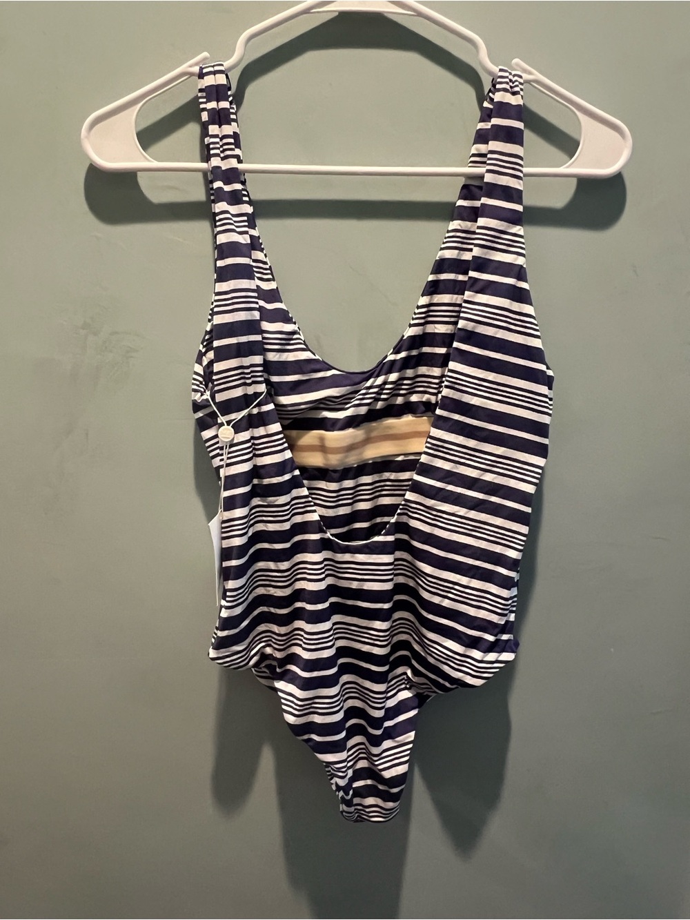 Women’s Navy & White Stripe One-Piece Swimsuit - Picture 2 of 3